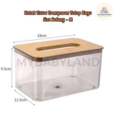 Kotak Tissue Transparant Tutup Kayu | Tempat Penyimpanan Tissue Transparan | Kotak Tisu Estetik Mini