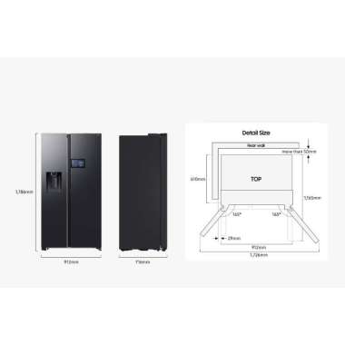 Samsung Kulkas Side by Side Bespoke AI Digital Inverter 641 Liter RS90F65 Series 9" LCD AI Home