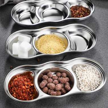 UKCOCO Tempat Saus Kecil Round Sauce Dish Plate Stainless Steel 304 UC2 Plastik Tutup Besar Mangkuk 