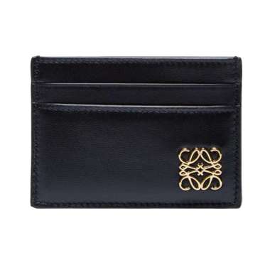 Loewe Puffer Anagram Plain Card Holder In Shiny Nappa Calfskin Black Black