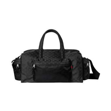 [12.12 Dealcember] Gucci Large GG Duffle Nylon Bag Black Black