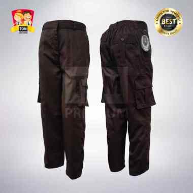 Seragam TOM - Celana SD Karet Panjang Pramuka Coklat Kantong PDL / Cargo / Kempol No 34