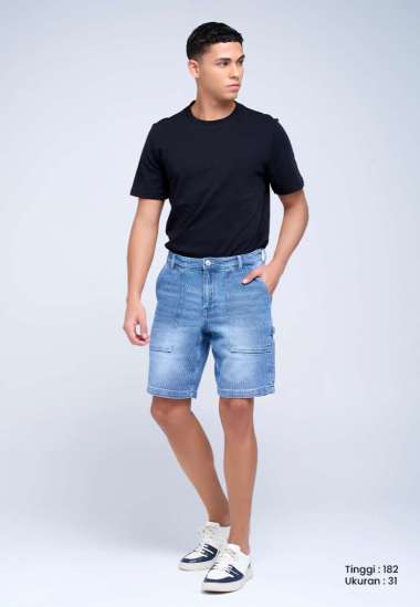 MANZONE - Celana Pendek Denim Pria Reda - Light Blue 33 Blue_Light
