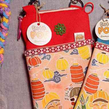 tas dompet selempang wanita Batik Pop Imlek Merah