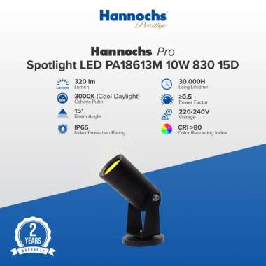 Hannochs Lampu Downlight Spotlight LED PA18613M Pro IP65 10W 15D 830 Black