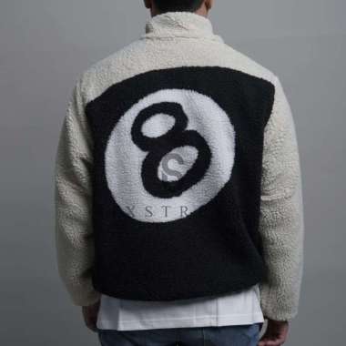 STUSSY Jacket 8 Ball Sherpa Reversible Cream ( 100% Authentic ) L