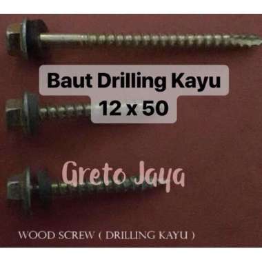( 12x50 ) Baut Drilling Kayu SDS Wood Screw Galvalum 12 x 50 mm Drill Driling Spandek Baja Ringan No