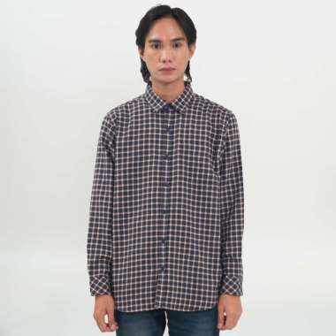 M231 Kemeja Pria Flannel Panjang Navy 0894 Dewasa-XL