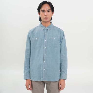 M231 Kemeja Pria Denim Panjang Light Blue 0684B Dewasa-L