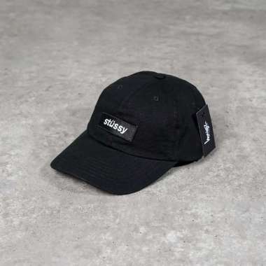 Topi STUSSY LOGO BOX WHITE BLACK CAP 100% ORIGINAL