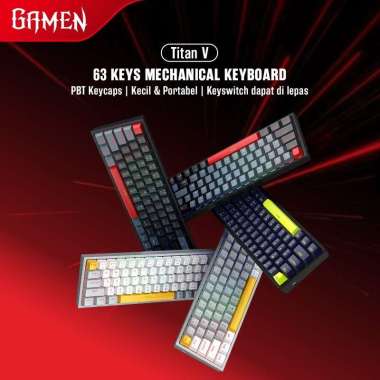 Gamen Titan V / 5 RGB Wired Gaming Keyboard 60% Mechanical Garansi Resmi GAMEN