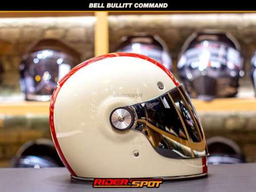 Helm Bell Bullitt Command (Vintage White/Oxblood/Blue)Full Face Retro