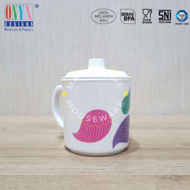 SEIV Mug Besar Tutup 600ml Gelas Gagang Mug Minum Tutup Melamin 3105SB Clarita