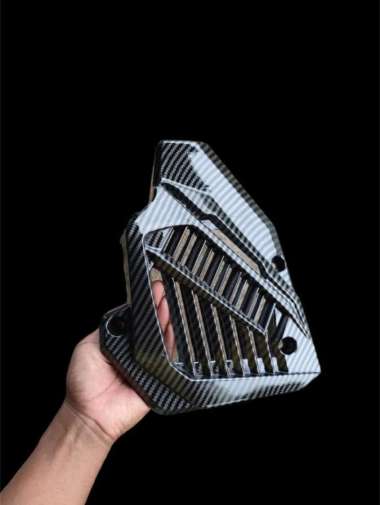 Cover Tutup Radiator Nemo Vario Black Carbon Tutup Kipas Tutup Radiator Vario 125/150 FI Esp Karbon