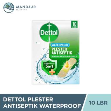 Dettol Plester Luka Antiseptik Waterproof 10 Lembar - Plester Anti Air Cegah Infeksi