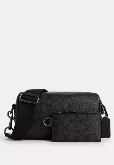 Coach Axel Crossbody In Signature Canvas Charcoal