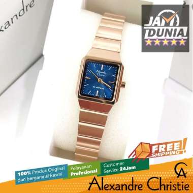 JAM TANGAN ALEXANDER CHRISTIE WANITA ANALOG ORIGINAL ROSE GOLD DIAL BLUE 2B81 AC 2B81 AC2B81 ACF2B81
