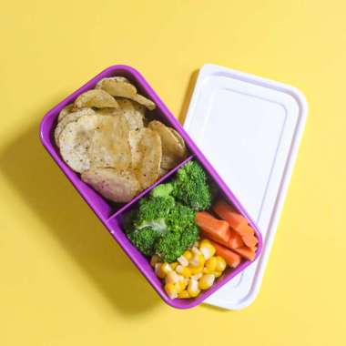 kubox kotak makan rectanguler with divider/lunch box Sekat Ungu