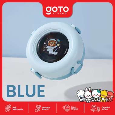 Goto Koro Lunch Box Stainless Tempat Makan Anak Bulat Karakter Lucu PP BLUE