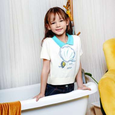 Atasan Rajut Anak Perempuan Krim/ Top Knitt Girl Cream/ RJG Ariel M