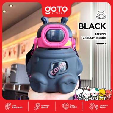 Goto Moppi Vacuum Bottle Botol Minum Anak Lucu Unik Stainless 580ML BLACK