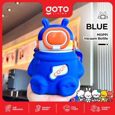 Goto Moppi Vacuum Bottle Botol Minum Anak Lucu Unik Stainless 580ML BLUE