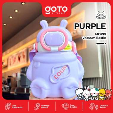 Goto Moppi Vacuum Bottle Botol Minum Anak Lucu Unik Stainless 580ML PURPLE