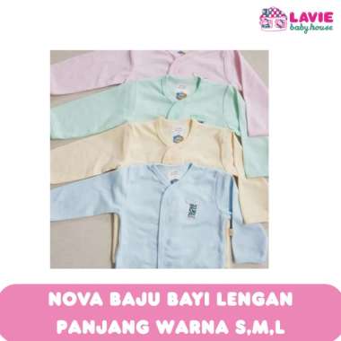 Nova Baju Bayi Lengan Panjang Warna Polos - Size S M L - Lavie Baby House L blue