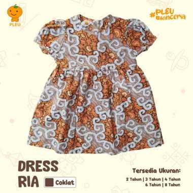 PLEU Dress Batik Ria | Baju Anak Perempuan Usia 2-8 Tahun 6 tahun Cokelat