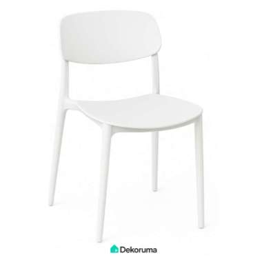 Dekoruma LIAM Kursi Makan Plastik / Kursi Cafe Minimalis / Kursi Restoran / Kursi Outdoor Putih