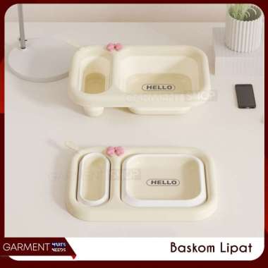 Baskom Lipat 2 Sekat Portable Silikon Ember Cuci Bra Anti Bocor Keranjang Air Lipat Foldable Bagus B