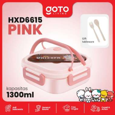 Goto Yummy Kotak Bento Lunch Box Tempat Makan Anak Sekolah Lucu HXD6615 PINK
