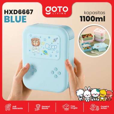 Goto Yummy Kotak Bento Lunch Box Tempat Makan Anak Sekolah Lucu HXD6667 BLUE