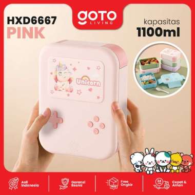 Goto Yummy Kotak Bento Lunch Box Tempat Makan Anak Sekolah Lucu HXD6667 PINK