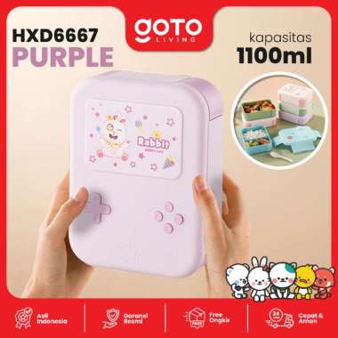 Goto Yummy Kotak Bento Lunch Box Tempat Makan Anak Sekolah Lucu HXD6667 PURPLE