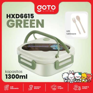 Goto Yummy Kotak Bento Lunch Box Tempat Makan Anak Sekolah Lucu HXD6615 GREEN