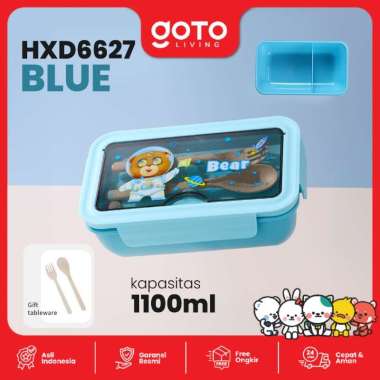 Goto Yummy Kotak Bento Lunch Box Tempat Makan Anak Sekolah Lucu HXD6627 BLUE