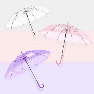Payung Transparan Payung Bening Korea Payung Tongkat Bening Payung Polos Kuning