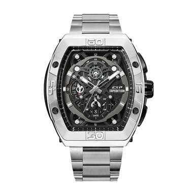 Jam Tangan Pria Expedition EXP EX 6800 MCBSSBA Black Dial Stainless Steel Strap