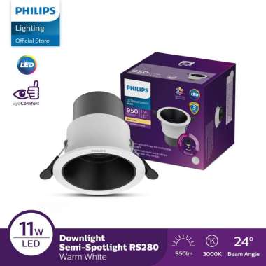 Lampu Philips Downlight Spotlight RS280 11W 3000K 24° D75 Cahaya kuning General Mounting