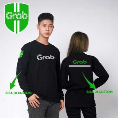 kaos grab lengan panjang bisa costum daerah atau logo lain Kain Katun Nyaman Pria Distro Combed M