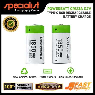 Doublepow CR123A Rechargeable Lithium Battery With USB Type-C Port