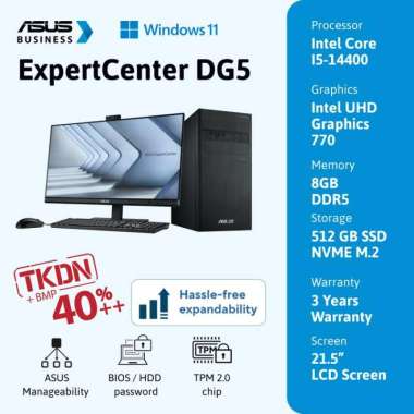 ASUS PC DESKTOP ExpertCentre I5-14400 8GB 512GB Intel UHD Graphics 770 W11 HOME 3Y Warranty