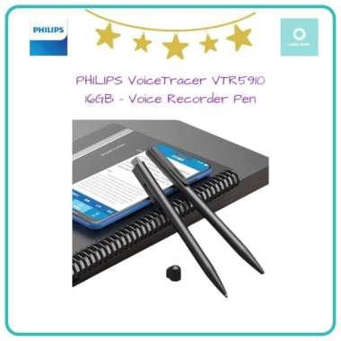 PHILIPS VoiceTracer VTR5910 16GB Voice Recorder Pen Digital Audio Mini Voice Activated AI Noise Redu