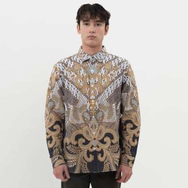 M231 Kemeja Pria Batik Panjang 0707 Dewasa-XL Navy