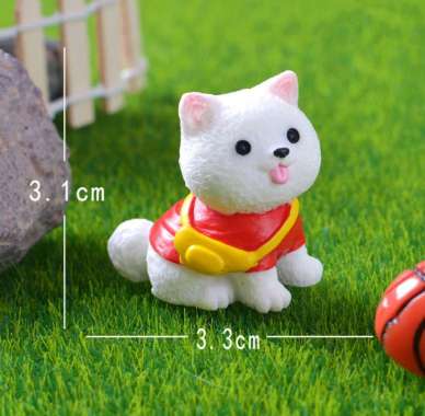 Miniatur Anjing Lucu - Pajangan Dekorasi Meja, Dekorasi Mobil, Hiasan Cake Topper Kue, Terrarium Sam