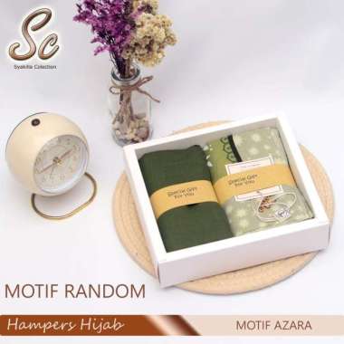 Hampers hijab Segi Empat Azara Motif | kado ulang tahun,wedding dll.. WEDDING Hijau
