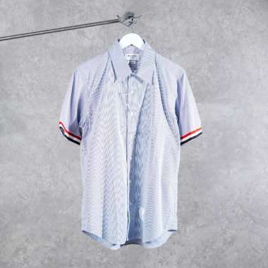 Kemeja THOM BROWNE RWB EDGE STRIPED LIGHT BLUE SHIRT 100% ORIGINAL size 3