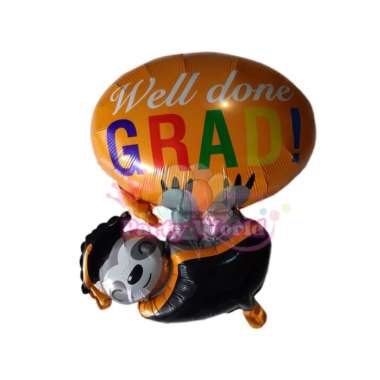 Balon Foil Bulat Graduation / Wisuda Kukang Gradu