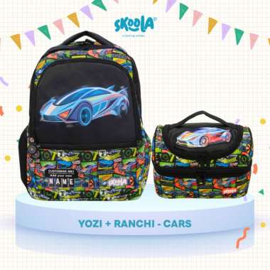 Skoola Tas Sekolah Anak SD Dan Tas Bekal Perempuan Laki Laki 3D Custome Name Set - Finzi Yozi Ranchi